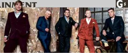  ??  ?? REUNITED members (from left) Steve Norman, Martin Kemp, Tony Hadley, Gary Kemp and John Keeble