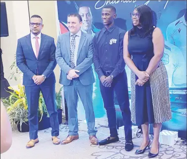  ?? ?? From left are: Deputy CEO, Richard Stanton; Commercial Director, George Scott; Shamar Joseph and Chief Commercial Officer, Kerchelle Jn Charles.