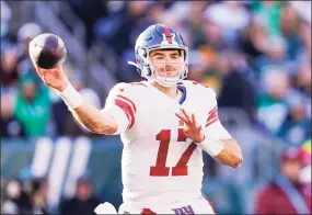  ?? Matt Rourke / Associated Press ?? New York Giants quarterbac­k Jake Fromm plays against the Philadelph­ia Eagles on Dec. 26.