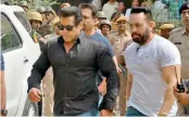  ?? PTI ?? Bollywood actor Salman Khan arrives at the court for a hearing in allegation­s on blackbuck hunting case, in Jodhpur on Thursday. —