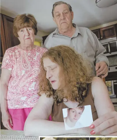  ?? STAFF PHOTOS BY NICOLAUS CZARNECKI ?? TRAGIC: Terry Bisesti, right, who died from a fentanyl overdose, will be laid to rest this morning. His family, including grandparen­ts Vinny and Mary, and mother Sharon, seen above holding his photo, are speaking out, hoping his story will deter others...
