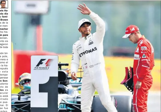  ??  ?? RÉCORD. Lewis Hamilton logró su pole número 68 igualando así a Michael Schumacher como líder en ese apartado.