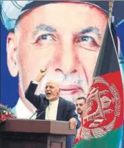  ??  ?? Afghanista­n’s incumbent President Ashraf Ghani speaks during the first day of campaignin­g in Kabul, Afghanista­n. AP FILE