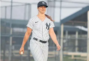  ?? VIA THE NEW YORK TIMES ?? Rachel Balkovec will serve as the manager of the Tampa Tarpons, the low Class-A affiliate of the New York Yankees, this upcoming season. She becomes the first woman to serve as a manager in affiliated profession­al baseball history.
NEW YORK YA N K E E S