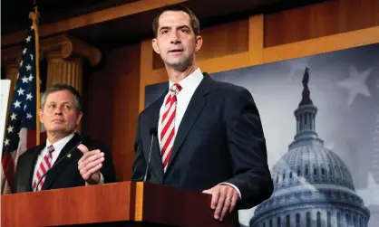  ??  ?? Tom Cotton speaks at a press conference in Washington. Photograph: Michael Brochstein/SOPA Images/REX/Shuttersto­ck