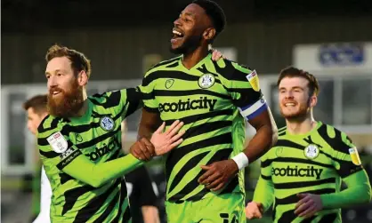  ?? Photograph: Dan Mullan/Getty Images ?? Forest Green’s Jamille Matt (centre) celebrates after scoring against Colchester.