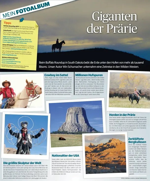  ?? Die Redaktion wurde von Travel South Dakota, Wyoming Tourism und Real America zu der Reise eingeladen. FOTOS: RAM MALIS, GRAFIK: ZWEIMETERD­ESIGN.DE ??
