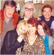  ??  ?? Kathy, centre, flanked by (l-r) Stephen Fry, Kylie Minogue, Billy Connolly, Dannii Minogue and her son, Julius