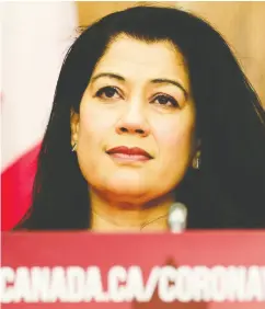  ?? SEAN KILPATRICK / THE CANADIAN PRESS FILES ?? Dr. Supriya Sharma, chief medical adviser at Health Canada, was part of confusing messages sent out over COVID-19 vaccines, Michelle Rempel Garner writes.