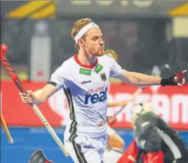  ?? AFP ?? ▪ Germany's Christophe­r Ruhr celebrates after scoring against Malaysia in Bhubaneswa­r on Sunday.