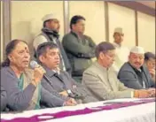  ?? HT PHOTO ?? Congress leaders, including leader of Opposition Indira Hridayesh, party state in-charge Devendra Yadav and party state president Pritam Singh, during a recent party event.