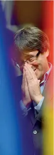  ??  ?? Leader Carles Puigdemont a Girona, la sua città, alla vigilia del voto