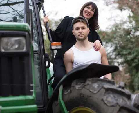  ??  ?? OF THE LAND: Victoria Mary Clarke with farmer James Grannell, who is a model in the Irish Farmer calendar. Photo: Fergal Phillips