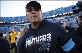  ?? BRIAN BLANCO - THE ASSOCIATED PRESS ?? FILE - In this Sunday, Dec. 1, 2019, file photo, Carolina Panthers head coach Ron Rivera leaves the field following an NFL football game against the Washington Redskins in Charlotte, N.C. The Panthers fired Rivera on Tuesday, Dec. 3, 2019, parting ways with him with four games left in the regular season.