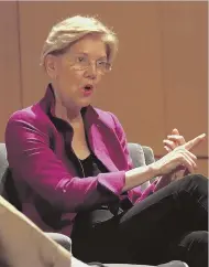  ?? AP PHOTO ?? TALKING POINTS: Sen. Elizabeth Warren speaks at Dillard University in New Orleans on Friday.