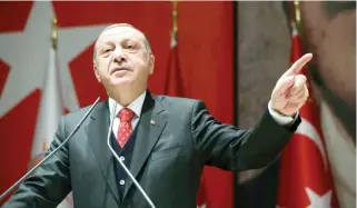  ??  ?? Turkey's President Recep Tayyip Erdogan speaks during an event in Ankara. (File photo/Reuters)