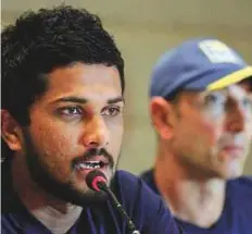  ?? AP ?? Sri Lanka’s Dinesh Chandimal (left) and chief coach Nic Pothas address a press conference ahead of their series start in Kolkata yesterday.