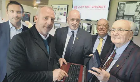  ??  ?? Appeal launch at Philadelph­ia CC. From left Mark Burdon, Kevin Ball, Keith Moffat, Malcolm Pratt MBE, DL and Tom Moffat MBE.