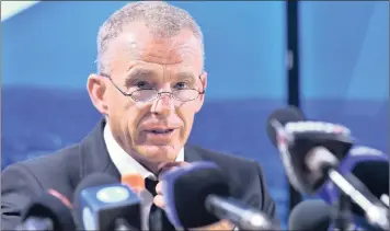  ?? PICTURE: OUPA MOKOENA ?? Former State prosecutor Gerrie Nel briefs the media about his departure from the National Prosecutin­g Authority and his joining AfriForum.