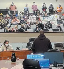  ?? JOHN RENNISON THE HAMILTON SPECTATOR FILE PHOTO ?? Protesters shout down members of Hamilton city council. James Lambert argues they did the right thing, in the name of democracy.