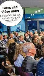  ??  ?? Standort auf dem Prüfstand: prominent besetztes Podium und interessie­rte Zuhörer bei der Diskussion im Styria Media Center