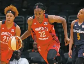  ??  ?? After an injury to one of the Washington Mystics’ starting guards, Hopewell graduate and WNBA rookie Shatori WalkerKimb­rough found herself in the starting lineup.