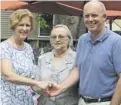  ??  ?? Northern Piedmont Community Foundation Executive Director Jane Bowling-Wilson, left, with Delores Aylor and H.B. Wood, Mary Virginia Smith O’Bannon’s estate executors and good friends.