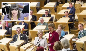  ??  ?? Getting busy Nicola Sturgeon addresses parliament and (inset) Clare Haughey