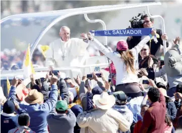  ??  ?? Pope Francis arrives to celebrate Mass in San Cristobal de las Casas. — Reuters photo