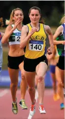  ??  ?? Ciara Mageean of UCD on her way to winning the Women’s 1500m at the National Championsh­ips in Santry yesterday