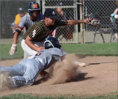  ?? Courtesy of Jennifer Kendall ?? Cole Tyler with the only run of the game Monday to help top-seed Marysville take down Orestimba, 1-0 in game one of the best-of-three semifinal series in the Sac-joaquin Section Division IV prep baseball playoffs.