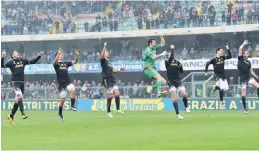  ??  ?? VERONA: Juventus’ team jump to celebrate at the end of the Serie A football match between Chievo Verona and Juventus at Bentegodi Stadium in Verona yesterday. — AFP