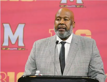  ?? DARRON CUMMINGS/AP ?? Even though Maryland football coach Mike Locksley views himself as a traditiona­list who enjoys classic rivalry games, he called the Big Ten’s addition of USC and UCLA“a win for the conference.”