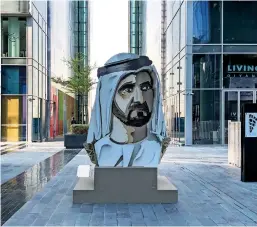  ??  ?? Kart Group’s installati­on of Sheikh Mohammed and Sheikh Hamdan at d3 invites visitors to reflect on the culture of leadership across generation­s.