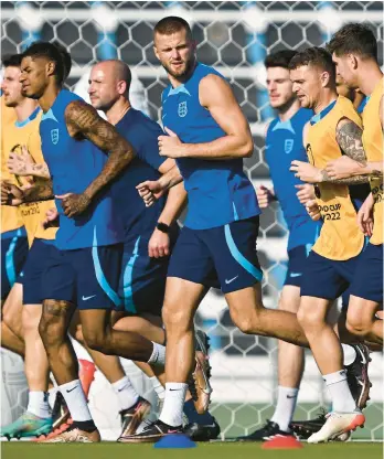  ?? PAUL ELLIS/GETTY-AFP ?? England trains Thursday ahead of its World Cup group-play match against the United States on Friday.