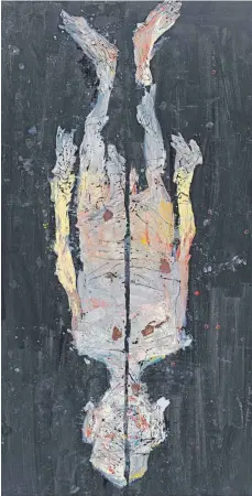  ?? FOTO: JOCHEN LITTKEMANN ?? Das riesige Ölbild „Avignon ade“hat Georg Baselitz 2017 gemalt. Es wird in der Fondation Beyeler erstmals öffentlich gezeigt.
