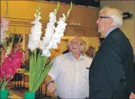  ?? 06_a35ardflow­er07 ?? Neil John MacLean and Alan Green admire the floral displays.