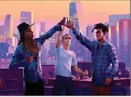  ?? (Netflix via AP) ?? Ty Dolla $ign is the voice of Ky (from left), Timothee Chalamet is Jimmy and Scott Mescudi, better known as Kid Cudi, is Jabari in a scene from the animated film “Entergalac­tic.”