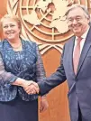  ??  ?? Conocidos.La ex presidenta chilena Michelle Bachelet y el secretario general de la ONU se reunieron en septiembre.