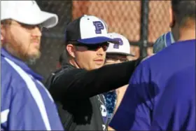  ?? BARRY TAGLIEBER — DIGITAL FIRST MEDIA ?? Phoenixvil­le head coach Neil Herman looks on from the dugout during a game a couple seasons ago. Herman’s Phantoms earned national recognitio­n, as the team was named a recipient of the ABCA Team Academic Excellence Award for the spring 2017season.