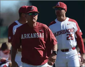  ?? NWA Democrat-Gazette/ANDY SHUPE ?? Arkansas Coach Dave Van Horn predicted before the season that Georgia would be glad it had retained Coach Scott Stricklin. After a 79-87-1 record in Stricklin’s first four seasons, the No. 13 Bulldogs are 35-16 this season and are in second place in...