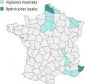  ??  ?? Vigilancia mejorada Restriccio­nes locales
Zonas de mayor incidencia durante los últimos 7 días