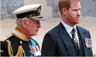  ?? ?? Ready to reconcile? King Charles with Prince Harry at the Queen’s funeral