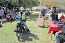  ??  ?? Gavin Walton, winner of the 2017 DJ Rally, arrives at the finish in Germiston on his 1936 AJS.