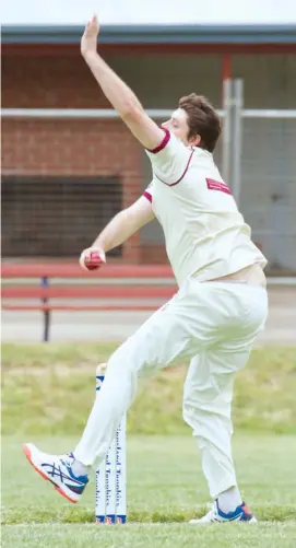  ?? ?? Left: Mitchell Smith bowled a very tight spell for Drouin, with only 17 runs coming off his seven overs in the division one clash.
Photograph­s by MICHAEL ROBINSON.
Neerim District 5/149 defeated Drouin 7/144 (cc)