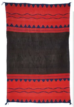  ??  ?? 4. Navajo Classic dress panel, ca. 1850, raveled bayeta, 90/10 lac/cochineal and 100% lac, 47 x 33"
5. Navajo Classic dress half, ca. 1865, 52½ x 33½" Images courtesy
Shiprock Santa Fe.