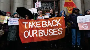  ??  ?? A Get Glasgow Moving protest outside the City Chambers in January last year