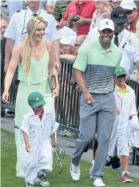  ??  ?? Tiger Woods with Lindsey Vonn and his two children at this year’s Masters.