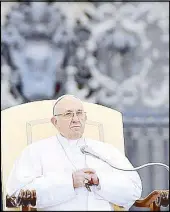  ?? EPA ?? Pope Francis leads the weekly general audience in St. Peter’s Square on Friday.