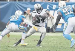  ?? JAE C. HONG — THE ASSOCIATED PRESS ?? Raiders running back Marshawn Lynch only rushed for 31 yards against the Chargers.
